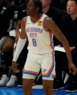 San Antonio Spurs French center #01 Victor Wembanyama falls on the court during the NBA pre-season basketball game between San Antonio Spurs and Oklahoma City Thunder at Paycom Center arena in Oklahoma City, Oklahoma, on October 9, 2023. (Photo by TIMOTHY A. CLARY / AFP)