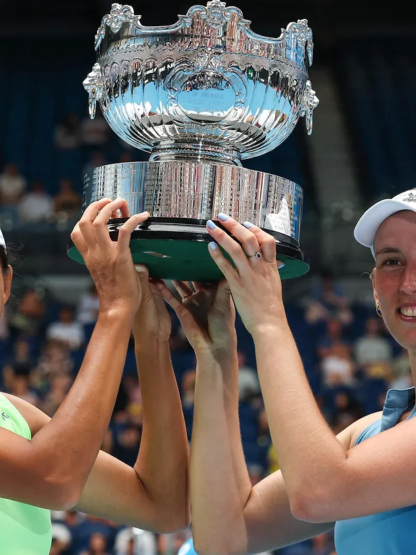 Australian Open : Elise Mertens heeft zesde grandslamtitel beet in het dubbelspel - DAVID GRAY / AFP