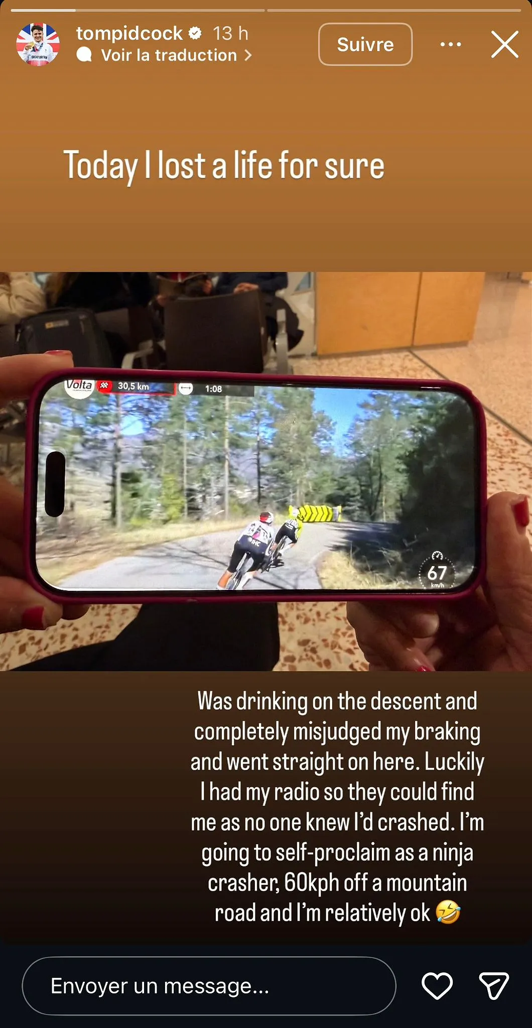 Grosse frayeur pour Tom Pidcock, qui a chuté dans un ravin : « Personne ne savait que j’étais tombé » - Jérôme Jordens