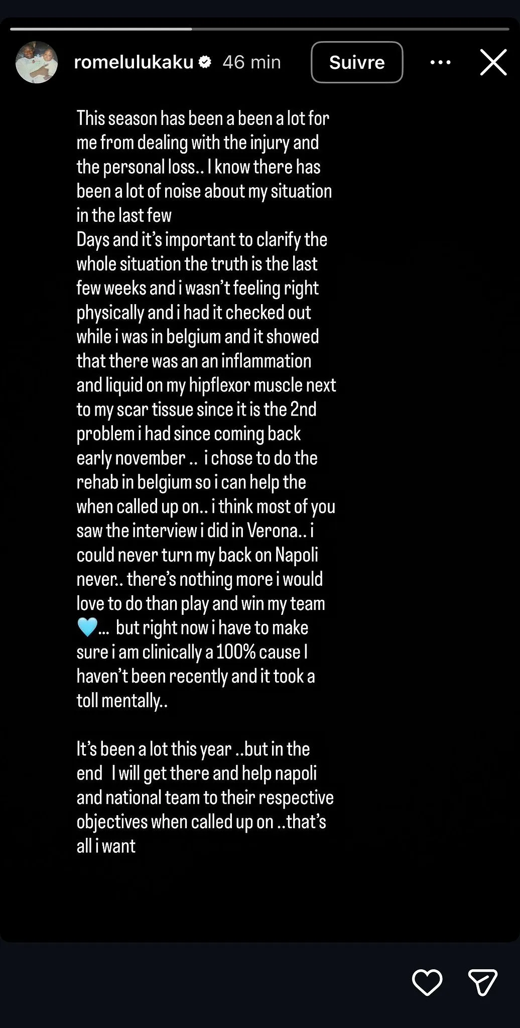 « Il est important de clarifier les choses » : Romelu Lukaku sort du silence et révèle une nouvelle blessure - Jérôme Jordens