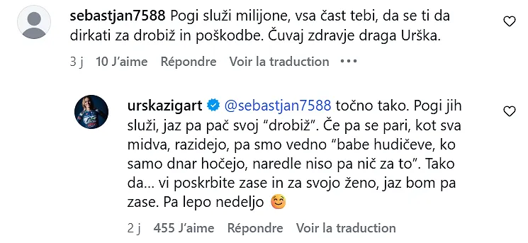 « Pogi gagne ses millions et moi mes “cacahuètes” » : Urska Zigart répond à un commenaire sexiste - Samuel Guadi