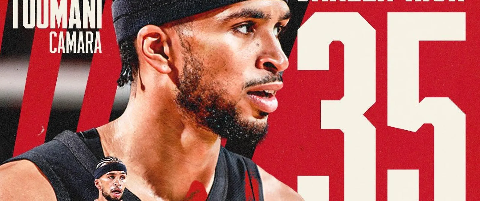 Énorme match de Toumani Camara en NBA : le Belge inscrit 35 points (vidéo) - Belga