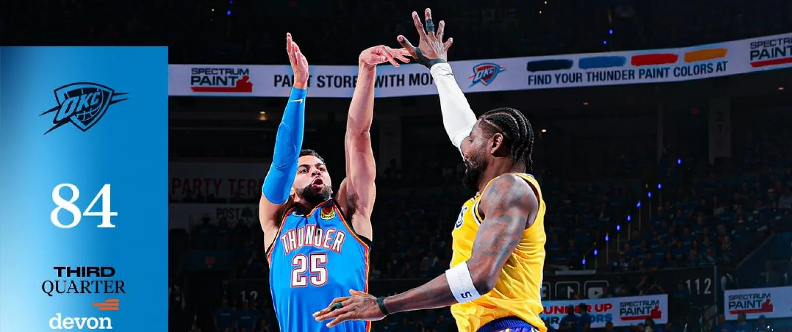 Le Thunder remporte son premier match face aux Lakers avec 18 points de Mitchell - Belga