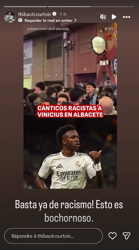 Thibaut Courtois hekelt nieuwe racistische gezangen tegen Vinicius: « Een schande » - Circus Daily