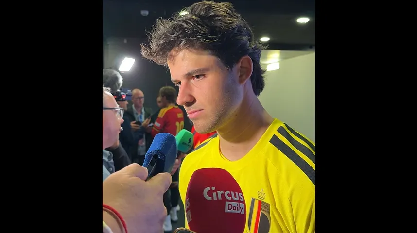 De reactie van Senne Lammens na de overwinning van de Rode Duivels. - De reactie van Senne Lammens na de overwinning van de Rode Duivels.